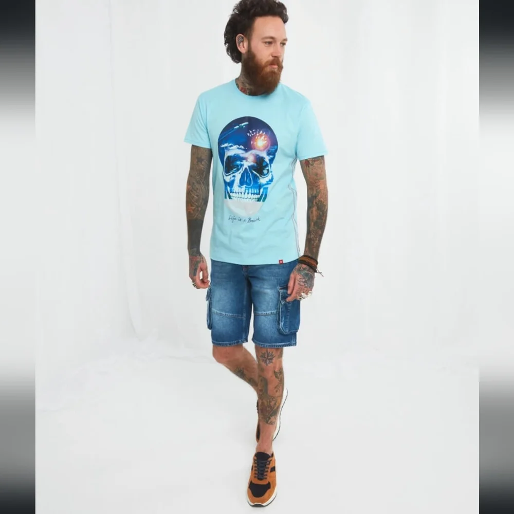 NWT Joe Browns T-shirt 'Life is a Beach' skull tee, pit-pit 19in, neck-hem 27in - Picture 5 of 16